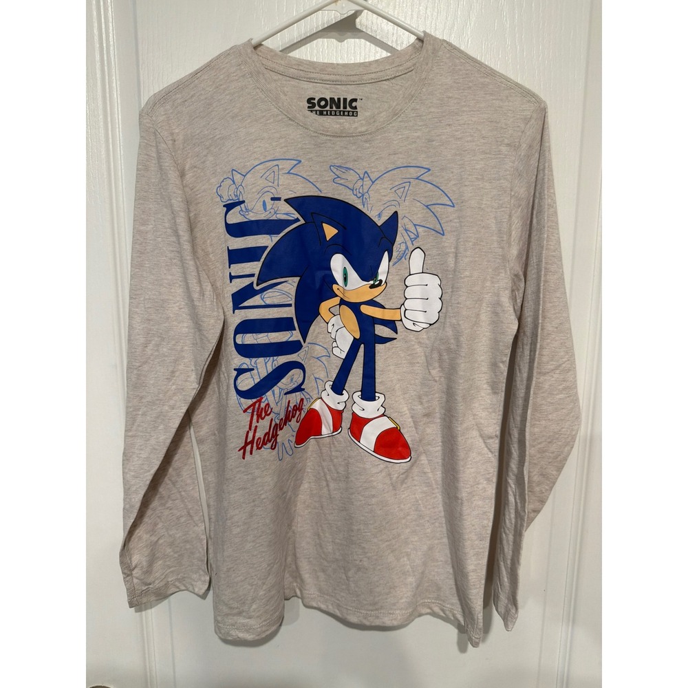 Sonic the Hedgehog Boys XL 14/16 Long Sleeve Graphic Tee Oatmeal Heather SEGA